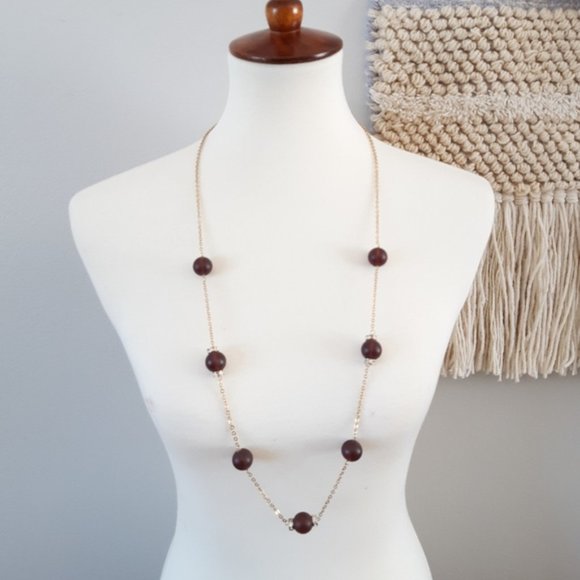 J. Crew Jewelry - J. Crew | Smoky Brown Beaded Gold Tone Necklace